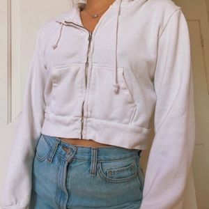 cropped white hoodie